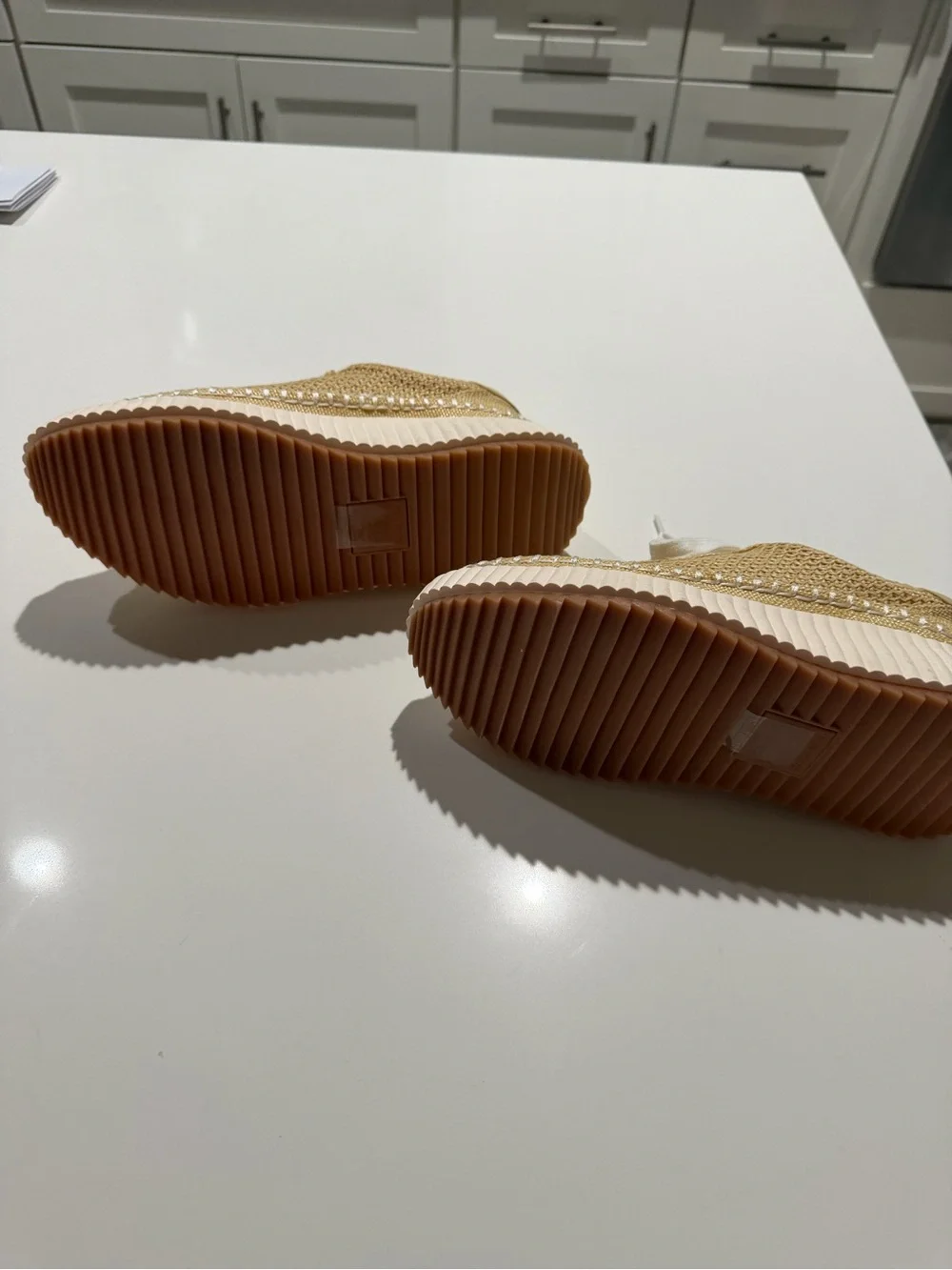 Dolce Vita Tan Woven Platform Sneakers with White Laces